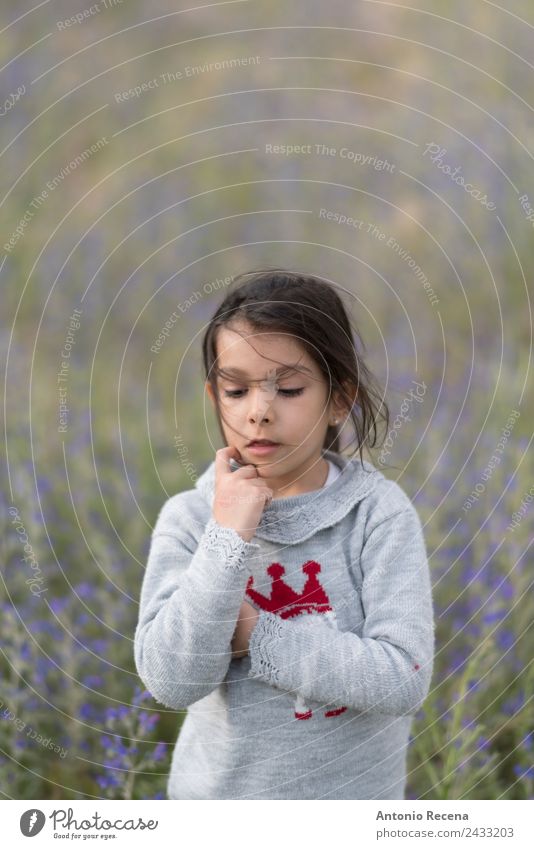 Frühlingsmädchen Mensch Mädchen Kindheit 1 1-3 Jahre Kleinkind Blume Park brünett Gelassenheit riechend 5s 5 Jahre alt eine Feld Geruch Spanisch dunkelhaarig