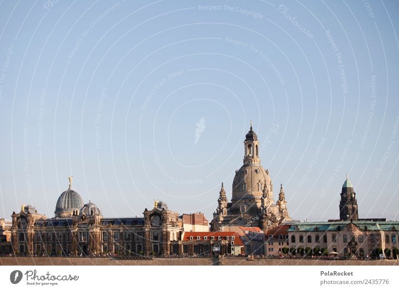 #A# Dresdner Skyline Kunst Kunstwerk ästhetisch Dresden Sachsen Elbufer Frauenkirche Sehenswürdigkeit Brühlsche Terrasse Farbfoto Gedeckte Farben Außenaufnahme