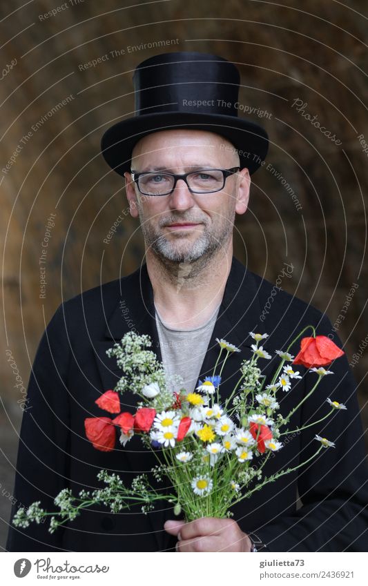 Ja, ich will! | UT Dresden maskulin Mann Erwachsene Männlicher Senior 1 Mensch 45-60 Jahre Anzug Brille Hut Zylinder grauhaarig Glatze Bart Lächeln Glück