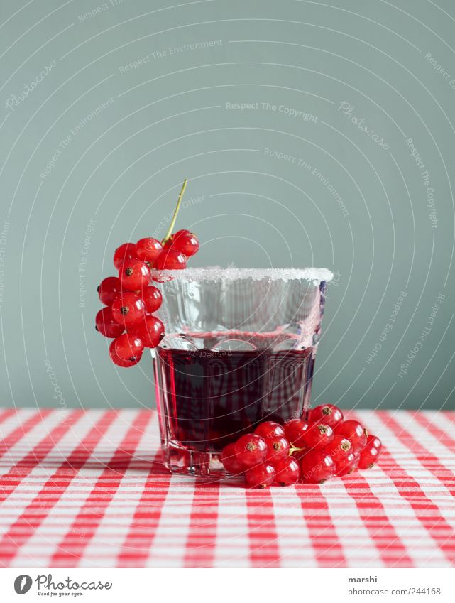 Erfrischung Lebensmittel Frucht Ernährung Getränk trinken Erfrischungsgetränk Saft Glas rot durstig Zucker Beeren johannisbeerensaft kariert lecker sauer