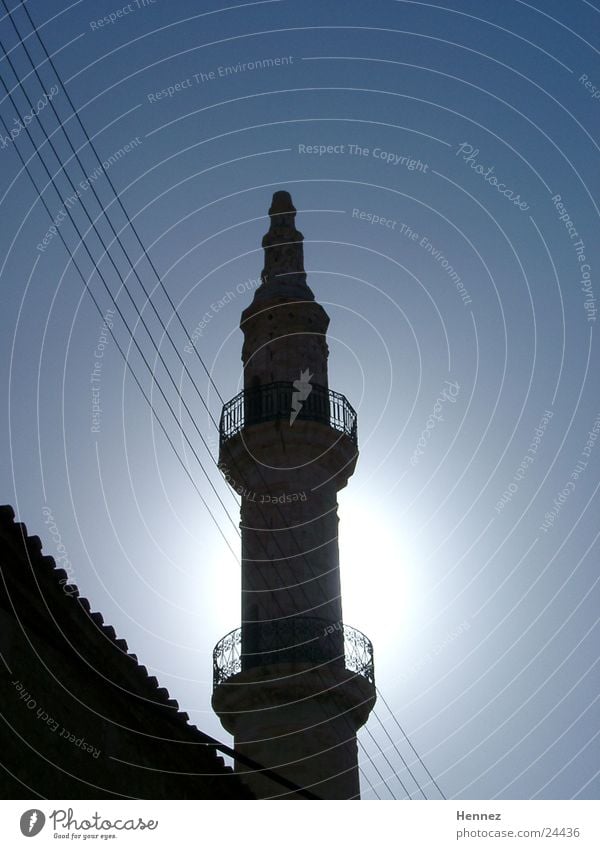 Minarett Agios Nikolaos Kreta Gegenlicht Europa Himmel blau