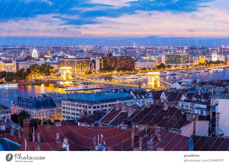 Kettenbrücke, Budapest Lifestyle Reichtum Ferien & Urlaub & Reisen Tourismus Sightseeing Städtereise Nachtleben Fluss Donau Ungarn Europa Stadt Hauptstadt