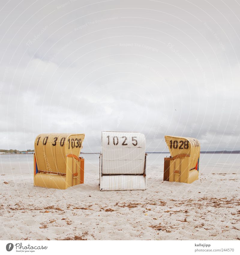 orakel Lifestyle Freizeit & Hobby Umwelt Natur Sand Luft Wasser Wolken schlechtes Wetter Wellen Küste Strand Bucht Ostsee Meer Sehnsucht Strandkorb eckernförde