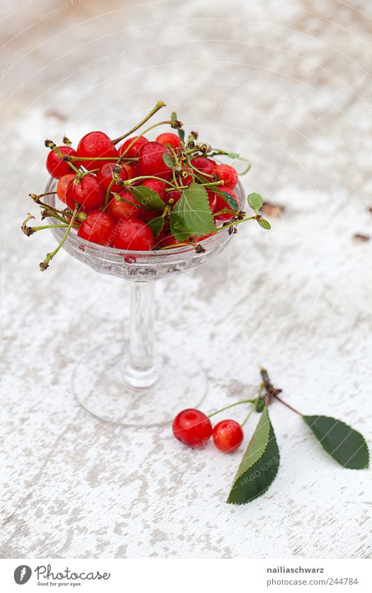 Kirschen Frucht Ernährung Bioprodukte Vegetarische Ernährung Schalen & Schüsseln Becher elegant Glas einfach frisch Gesundheit lecker natürlich saftig sauer