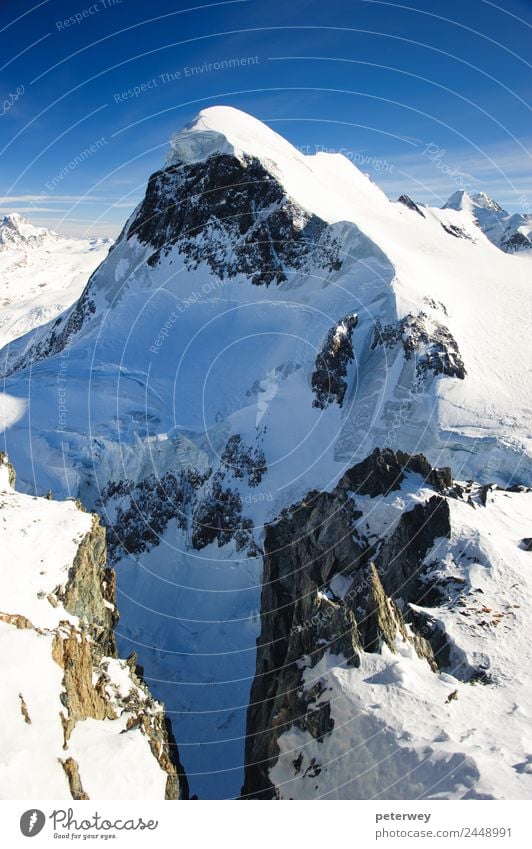 Breithorn mountain peak. View from kl. Matterhorn, Zermatt Ausflug Freiheit Berge u. Gebirge wandern Natur Schnee Alpen kalt Schweiz alpin alps