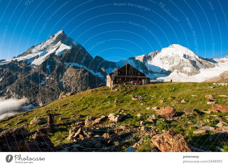 Panorama with Schoebiel SAC mountain hut and matterhorn Freizeit & Hobby Ferien & Urlaub & Reisen Tourismus Ausflug Abenteuer Ferne Freiheit Sommer