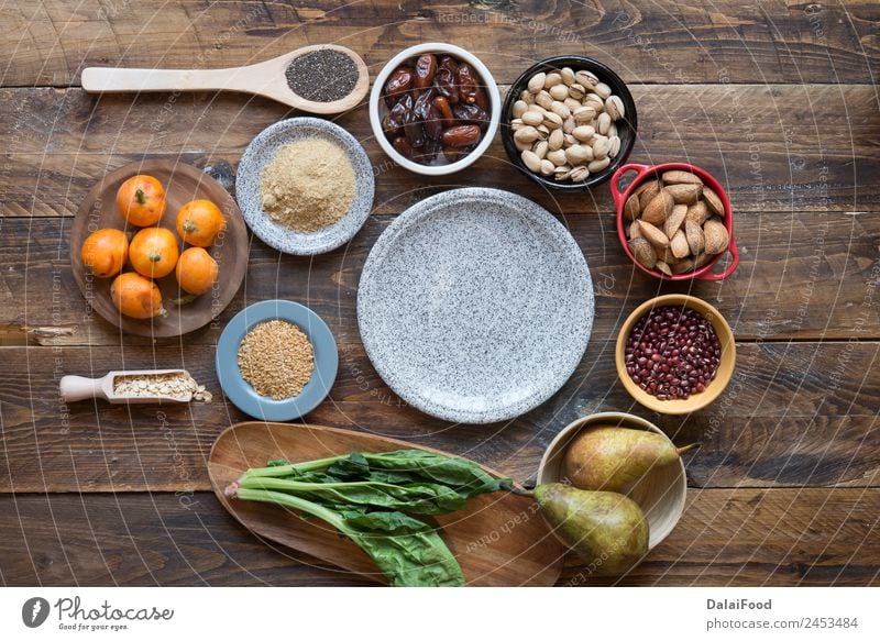 Fasernahrung Gemüse Frucht Ernährung Essen Vegetarische Ernährung Diät Holz frisch natürlich klug grün Hintergrund Kohlenhydrat Kokosnuss Entwurf diätetisch