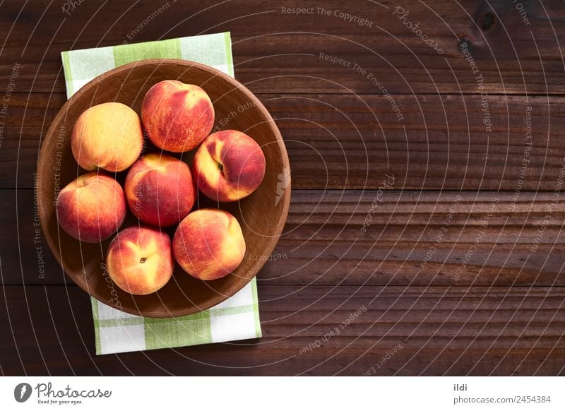 Frische reife Pfirsiche Frucht Ernährung frisch Gesundheit natürlich saftig Lebensmittel Steinfrucht Snack süß roh unscharf Flaum rustikal Kopie Raum Overhead