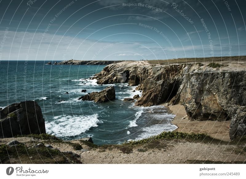 Die wilde Küste (côte sauvage) Umwelt Natur Landschaft Urelemente Erde Wasser Himmel Wolken Sommer Felsen Wellen Strand Meer Atlantik Bretagne Frankreich