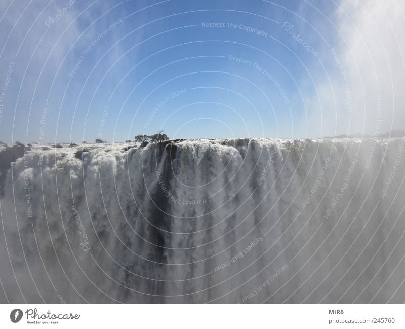 Massiver Wasserfall Natur Wolkenloser Himmel Schönes Wetter Victoria Fälle gigantisch nass blau Umwelt Farbfoto Außenaufnahme Menschenleer Tag Sonnenlicht