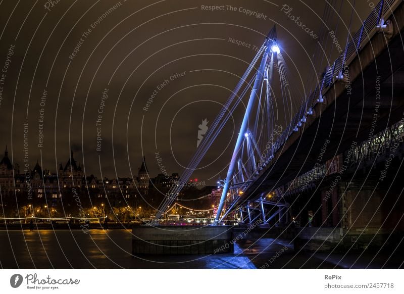 Golden Jubilee Bridge Tourismus Sightseeing Städtereise Skulptur Architektur Umwelt Landschaft Wasser Himmel Nachthimmel Fluss Themse London England