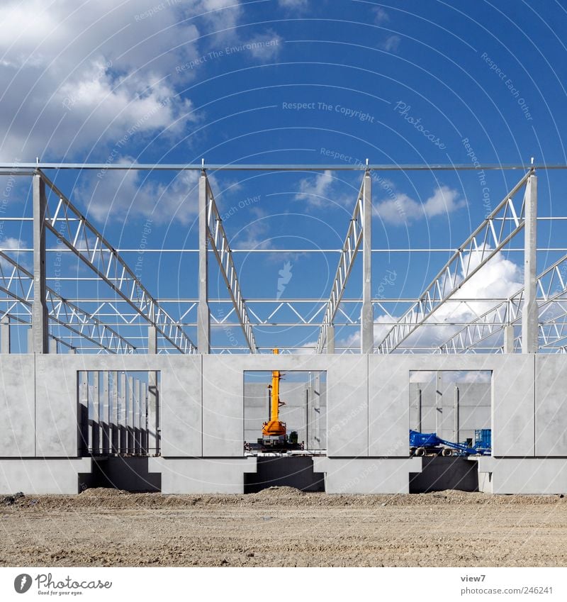 Neubau Handwerker Arbeitsplatz Baustelle Güterverkehr & Logistik Landschaft Himmel Klima Schönes Wetter Haus Industrieanlage Fabrik Bauwerk Gebäude Mauer Wand