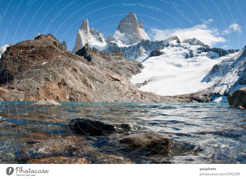 Fitz Roy majestätisch Ferien & Urlaub & Reisen Tourismus Ferne Freiheit Berge u. Gebirge wandern Klettern Bergsteigen Umwelt Natur Landschaft Erde Himmel