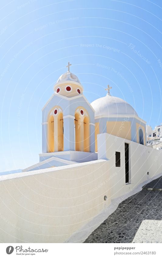 Santorin Ferien & Urlaub & Reisen Tourismus Ausflug Sightseeing Sommer Häusliches Leben Himmel Schönes Wetter Griechenland Kleinstadt Stadtzentrum Altstadt Haus