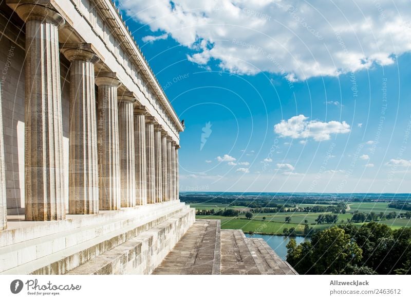 Blick vom Walhalla in Regensburg Deutschland Sehenswürdigkeit Säule Aussicht Ferne Panorama (Aussicht) Donau Schönes Wetter Sommer Ferien & Urlaub & Reisen