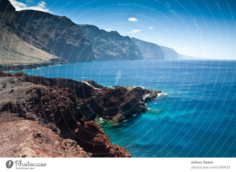 Natürlich blau! Umwelt Natur Landschaft Sand Wasser Himmel Wolken Horizont Sommer Schönes Wetter Bucht Riff Meer Insel Teneriffa Ferien & Urlaub & Reisen