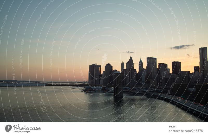 Keene Irene Wasser Himmel Wolkenloser Himmel Sonnenaufgang Sonnenuntergang Schönes Wetter Bucht Meer Manhatten New York City Stadt Stadtzentrum Skyline Brücke