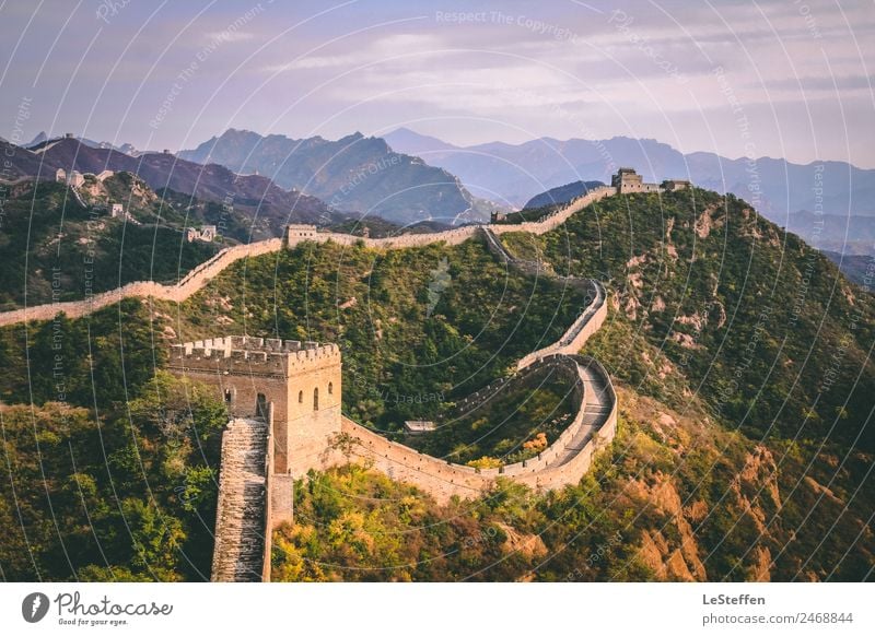 Ein endloser Weg, aber jeder Schritt, jede Stufe ist es wert. Natur Landschaft Himmel Wolken Sommer Schönes Wetter Pflanze Baum Berge u. Gebirge China Mauer