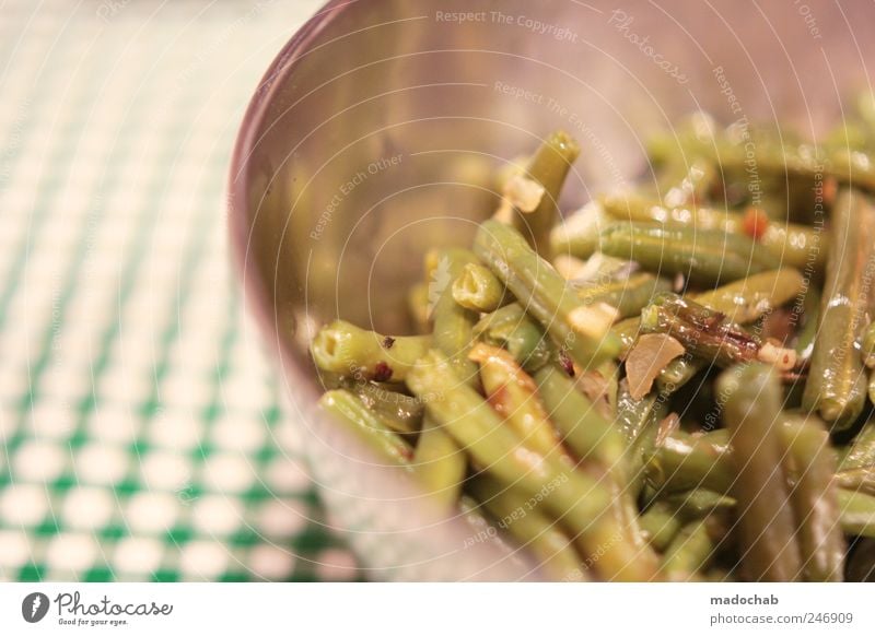 50mm-NonFood Lebensmittel Ernährung Bioprodukte Vegetarische Ernährung Schalen & Schüsseln Ordnung kariert Spießer Bohnen Beilage Gastronomie Farbfoto