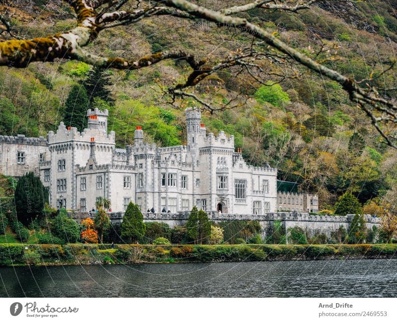 Irland - Kylemore Abbey Ferien & Urlaub & Reisen Tourismus Ausflug Sightseeing Sommer Sommerurlaub Landschaft Schönes Wetter Baum Berge u. Gebirge Teich See