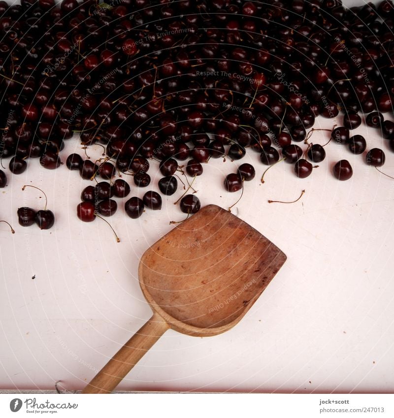 Kirsche wollen Frucht Ernährung Gesunde Ernährung Handel Sammlung Schaufel ästhetisch frisch lecker saftig schwarz Ordnung rein Qualität Dienstleistungsgewerbe