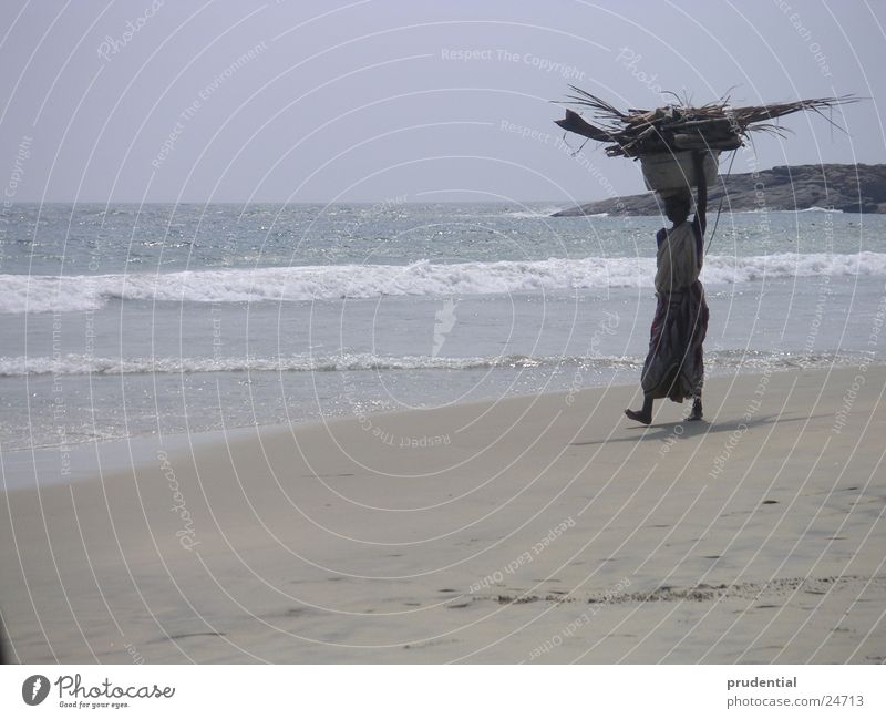 frau am strand Strand Frau Asien Indien Kerala Wasser Sand