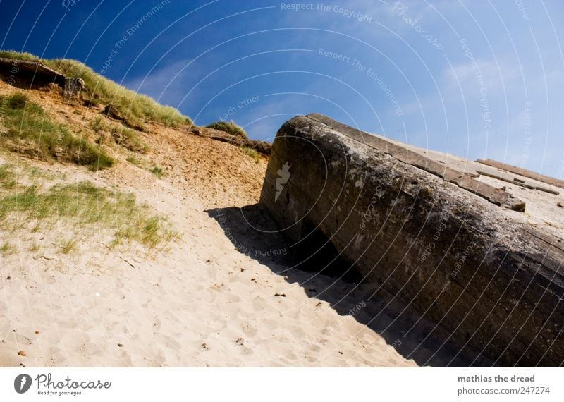 DÄNEMARK - XXV Umwelt Natur Landschaft Himmel Horizont Sommer Schönes Wetter Gras Strand Nordsee Menschenleer Ruine Bauwerk Gebäude Mauer Wand Fassade alt