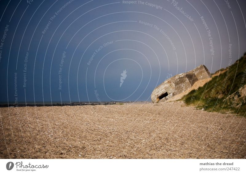 DÄNEMARK - XXVII Umwelt Natur Landschaft Luft Wasser Himmel Wolken Horizont Sommer Schönes Wetter Gras Wellen Küste Strand Nordsee Menschenleer Ruine Bauwerk