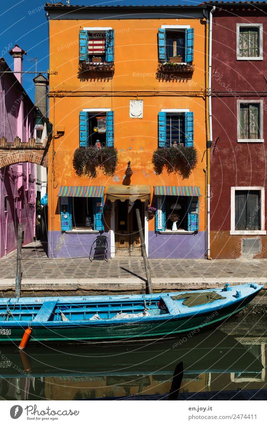 Dezent Lifestyle Ferien & Urlaub & Reisen Ausflug Sightseeing Städtereise Sommerurlaub Burano Venedig Italien Dorf Fischerdorf Altstadt Haus Gebäude Fassade