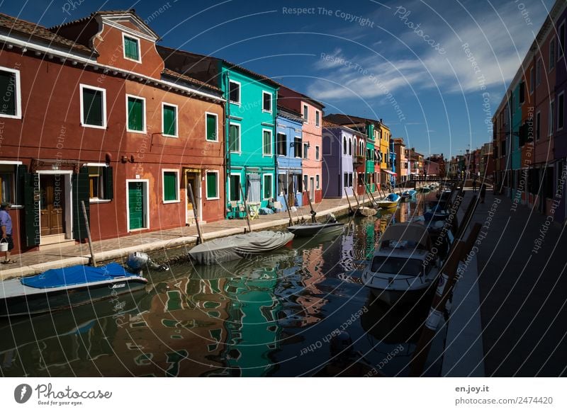 Burano 1 Ferien & Urlaub & Reisen Tourismus Ausflug Sightseeing Städtereise Sommerurlaub Himmel Venedig Italien Europa Dorf Fischerdorf Kleinstadt Hafenstadt