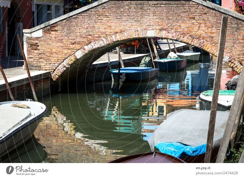 Seitenwechsel Ferien & Urlaub & Reisen Ausflug Sightseeing Städtereise Sommerurlaub Burano Venedig Italien Fischerdorf Stadt Hafenstadt Altstadt Brücke