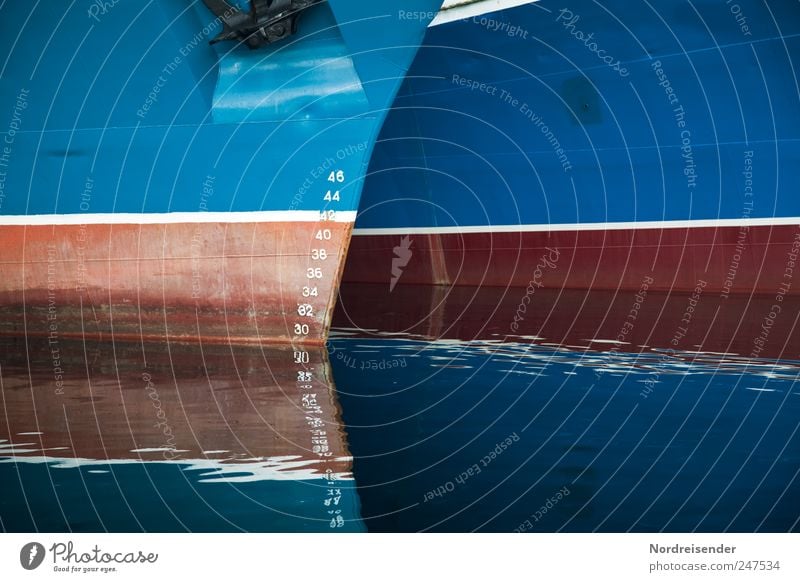 Tiefgang Güterverkehr & Logistik Wasser Meer Schifffahrt Wasserfahrzeug Anker Metall Zeichen Ziffern & Zahlen Schilder & Markierungen ästhetisch blau braun