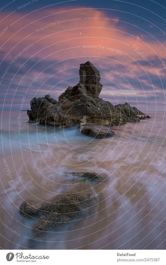 Costa brava, Barcelona Spanien schön Leben Ferien & Urlaub & Reisen Sommer Sonne Strand Meer Natur Landschaft Sand Himmel Wetter Felsen Stein Streifen klein