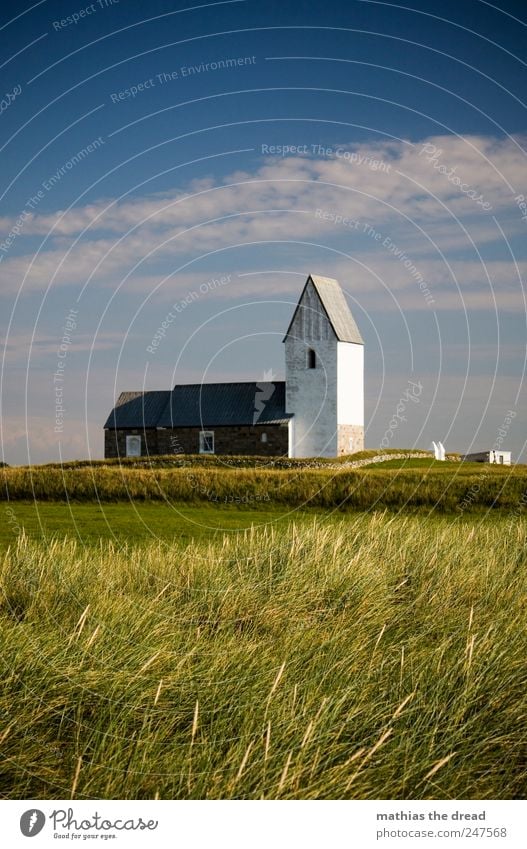 DÄNEMARK - XXVIII Umwelt Natur Landschaft Himmel Wolken Horizont Schönes Wetter Wiese Feld Dorf Menschenleer Kirche Bauwerk Gebäude Fassade Fenster Tür Dach