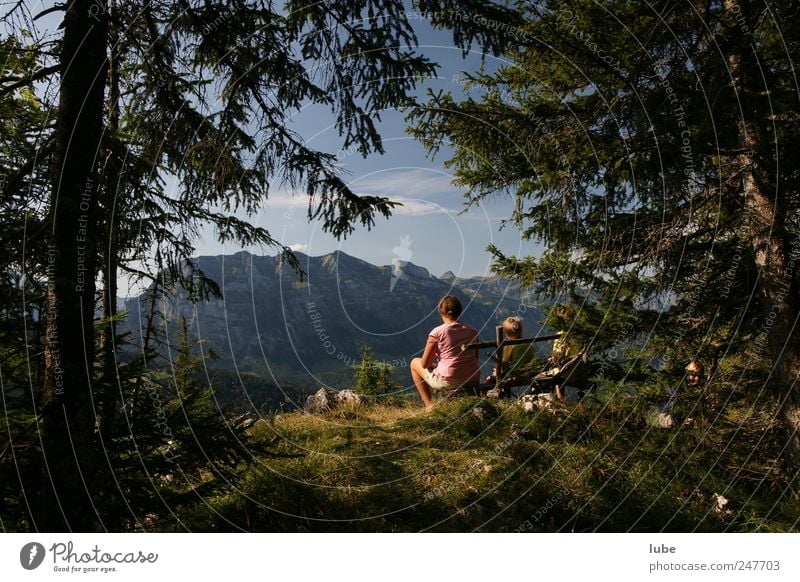 Frohe Aussicht Ferien & Urlaub & Reisen Tourismus Ausflug Freiheit Sommer Sommerurlaub Berge u. Gebirge wandern Natur Landschaft Klima Schönes Wetter Wald