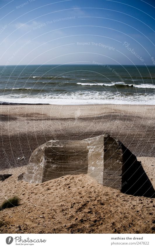 DÄNEMARK - XXXI Umwelt Natur Landschaft Sand Luft Wasser Himmel Wolken Horizont Sommer Schönes Wetter Wellen Küste Strand Nordsee Ruine Bauwerk Gebäude Fassade