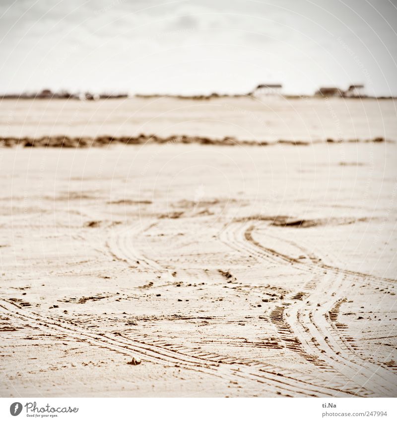 es war Sommer Umwelt Urelemente Sand Schönes Wetter Strand Nordsee St. Peter-Ording Eiderstedt Schleswig-Holstein Dorf Autofahren Reifenspuren Reifenprofil