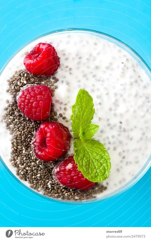 Chia-Joghurt Lebensmittel Frucht Dessert Süßwaren Kräuter & Gewürze Ernährung Frühstück Gesundheitswesen Gesunde Ernährung Sommer Sommerurlaub frisch süß blau