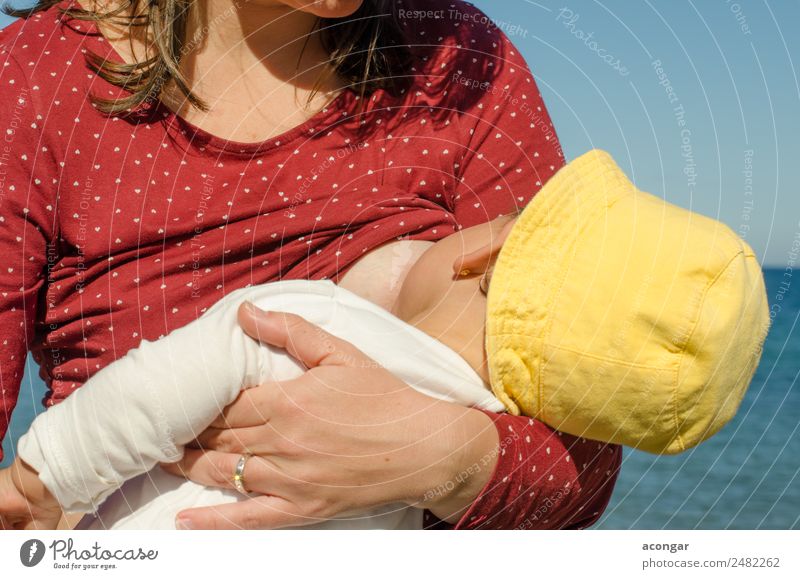 Baby beim Stillen Essen trinken Milch Lifestyle Gesunde Ernährung Mensch feminin Frau Erwachsene Mutter Familie & Verwandtschaft 2 0-12 Monate 30-45 Jahre