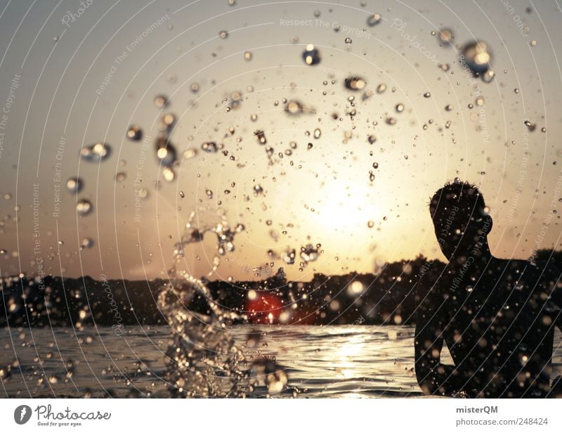 Platsch-Quatsch I Kunst ästhetisch Wasser Sommer Sommerurlaub Freiheit Wassertropfen Jugendliche modern Lifestyle Schwerelosigkeit Mann Freibad Flüssigkeit nass