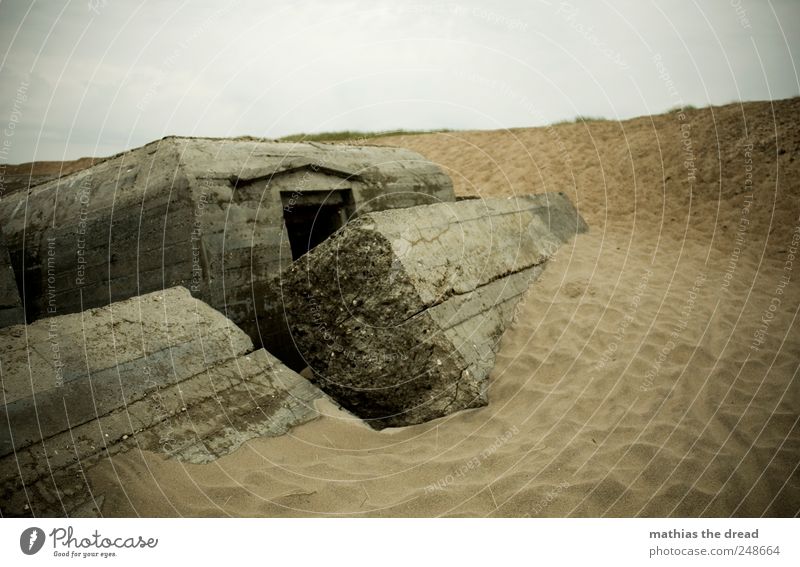 DÄNEMARK - XXXVI Umwelt Natur Landschaft Sand Himmel Wolken Horizont schlechtes Wetter Küste Strand Menschenleer Ruine Bauwerk Gebäude Fassade Fenster Tür