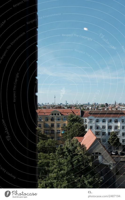 ausblick Ferien & Urlaub & Reisen Tourismus Städtereise Sommerurlaub Wolkenloser Himmel Schönes Wetter Baum Berlin Hauptstadt Menschenleer Haus Gebäude