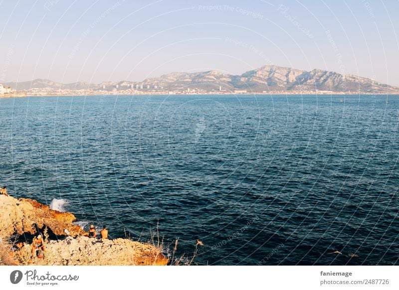 soirée à la Corniche Umwelt Natur Landschaft Wasser Sommer Schönes Wetter Küste Stimmung Mittelmeer Marseille Sonne Sonnenbad Ferien & Urlaub & Reisen