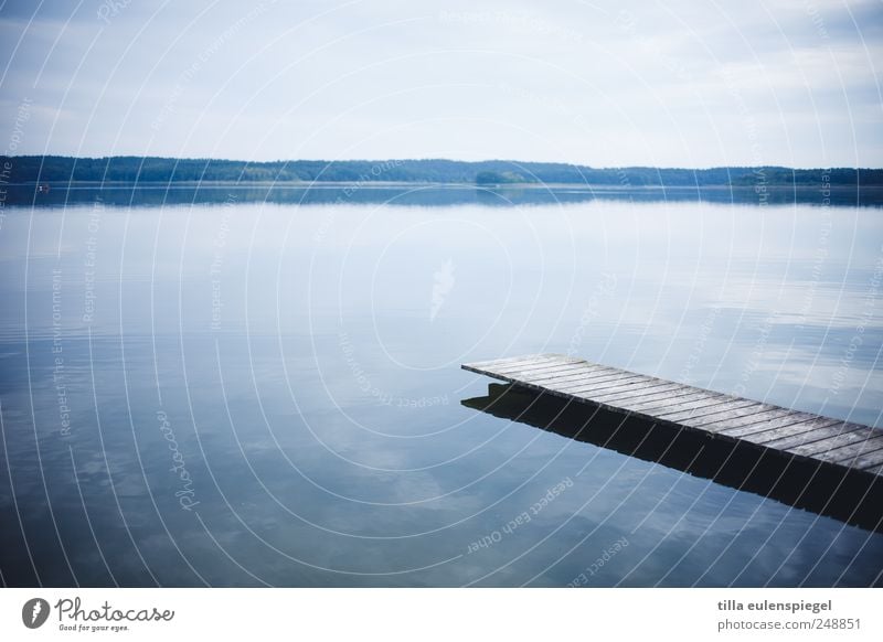 calm Landschaft Wasser See kalt nass blau ruhig Zufriedenheit Einsamkeit Natur Ferien & Urlaub & Reisen Steg Mecklenburg-Vorpommern Wasseroberfläche Horizont