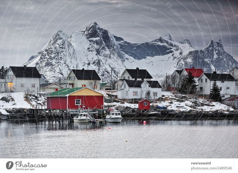 Reinevangen +mts.over Reinefjord-Kjerkfjord. Lofoten-Norwegen-0352 Fisch Meeresfrüchte Umwelt Natur Landschaft Erde Luft Wasser Himmel Wolken Sonnenaufgang