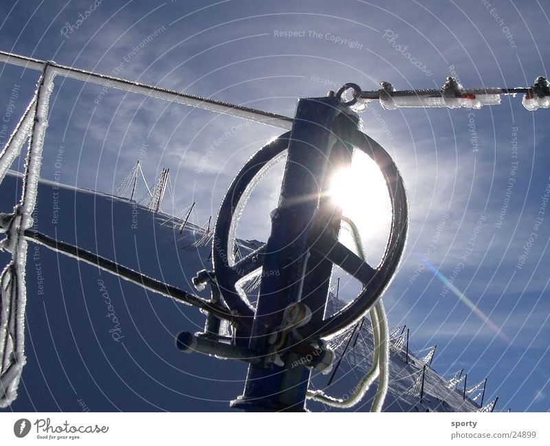 Liftrolle Winter Rolle kalt Elektrisches Gerät Technik & Technologie Schnee Berge u. Gebirge Seil Sonne Eis Frost Himmel