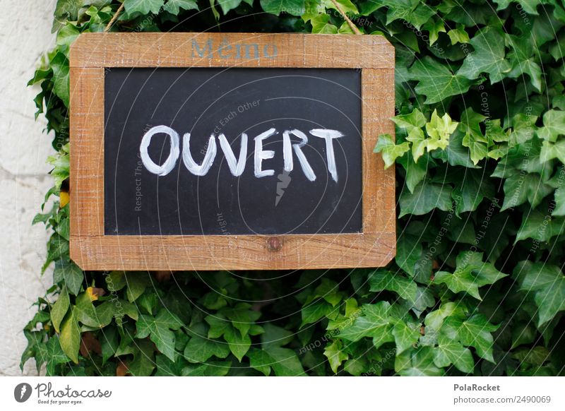 #A# ouvert Kunst ästhetisch Ouvertüre offen Schilder & Markierungen grün Tafel Werbung Werbebranche Frankreich Provence Farbfoto Gedeckte Farben Außenaufnahme