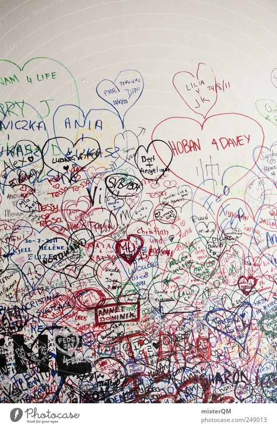 Kritzel. Kunst Kunstwerk ästhetisch Wand Schmiererei Graffiti Herz Liebe Liebeskummer Liebeserklärung Liebesbekundung Liebesgruß Verona Romeo und Julia