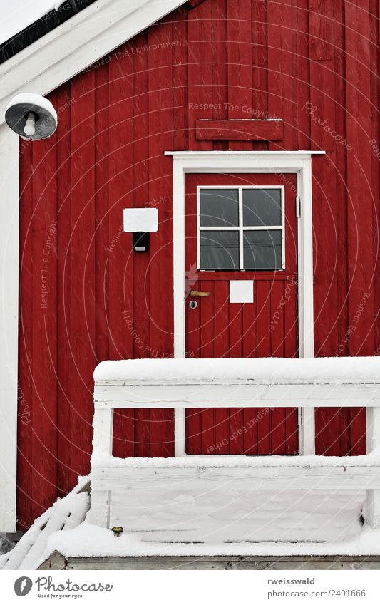 Touristisches Rorbu-Lokal-Saisonhäuschen. Hamnoy-Reine-Norwegen-0385 Fisch Meeresfrüchte ruhig Angeln Ferien & Urlaub & Reisen Tourismus Schnee Winterurlaub