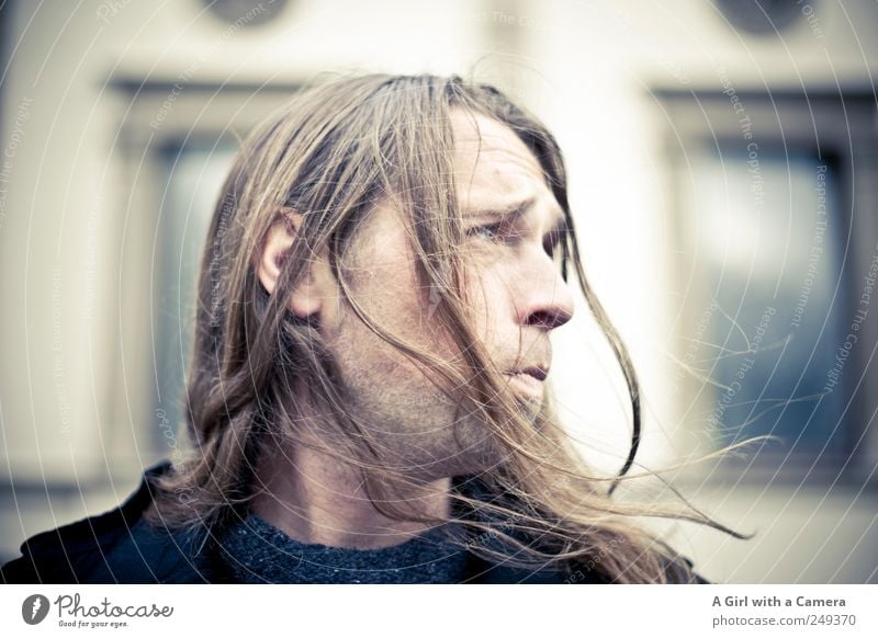 Schatz ...... mein Mensch maskulin Haare & Frisuren 1 30-45 Jahre Erwachsene schlechtes Wetter Unwetter Wind blond Coolness einzigartig lang langhaarig ernst